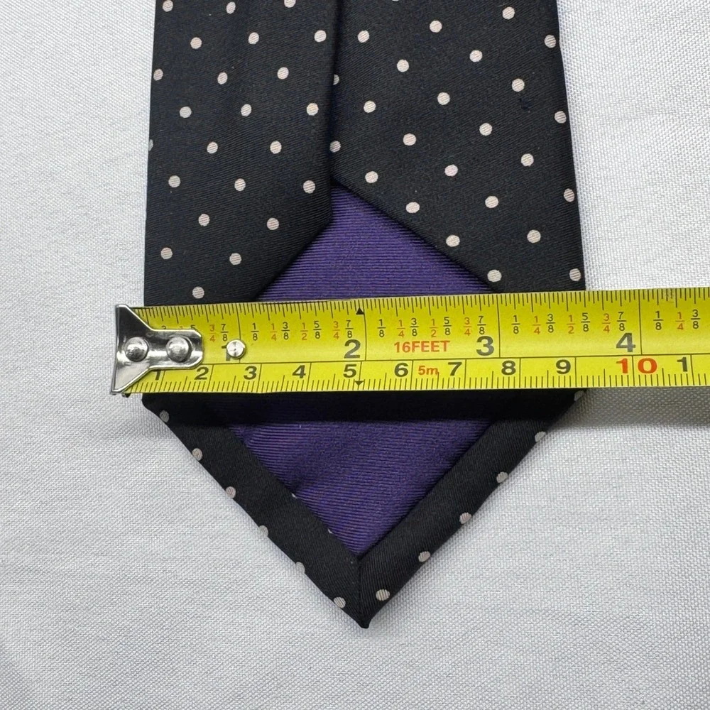 Ralph Lauren Purple Label Tie Men Black Polka Dot Silk Luxury Italian Classic